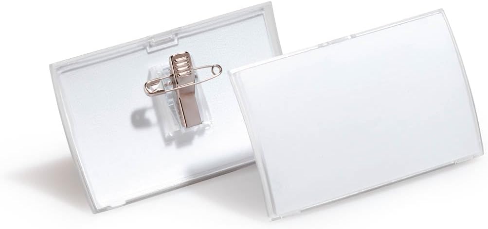 Durable Click Fold Name Badge 54 x 90 mm with Combi Clip Transparent | Pack of 25 | Ideal for Events and Visitor Management