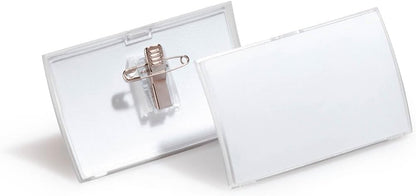 Durable Click Fold Name Badge 54 x 90 mm with Combi Clip Transparent | Pack of 25 | Ideal for Events and Visitor Management