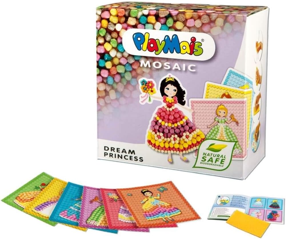 PlayMais MOSAIC Dream Princess creative craft kit for girls & boys from 3 years | 2300 6 mosaic templates with princesses | stimulates creativity & motor skills | natural toy