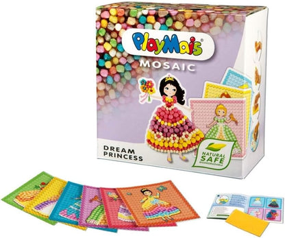 PlayMais MOSAIC Dream Princess creative craft kit for girls & boys from 3 years | 2300 6 mosaic templates with princesses | stimulates creativity & motor skills | natural toy