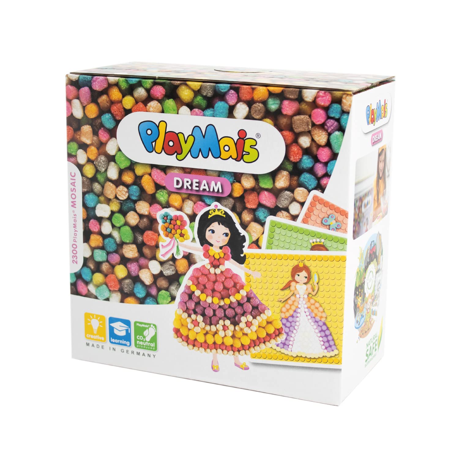 PlayMais MOSAIC Dream Princess creative craft kit for girls & boys from 3 years | 2300 6 mosaic templates with princesses | stimulates creativity & motor skills | natural toy