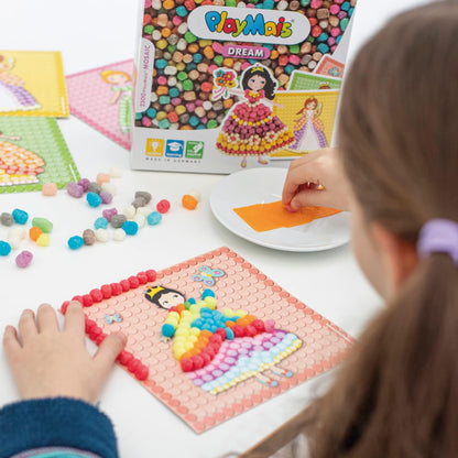 PlayMais MOSAIC Dream Princess creative craft kit for girls & boys from 3 years | 2300 6 mosaic templates with princesses | stimulates creativity & motor skills | natural toy