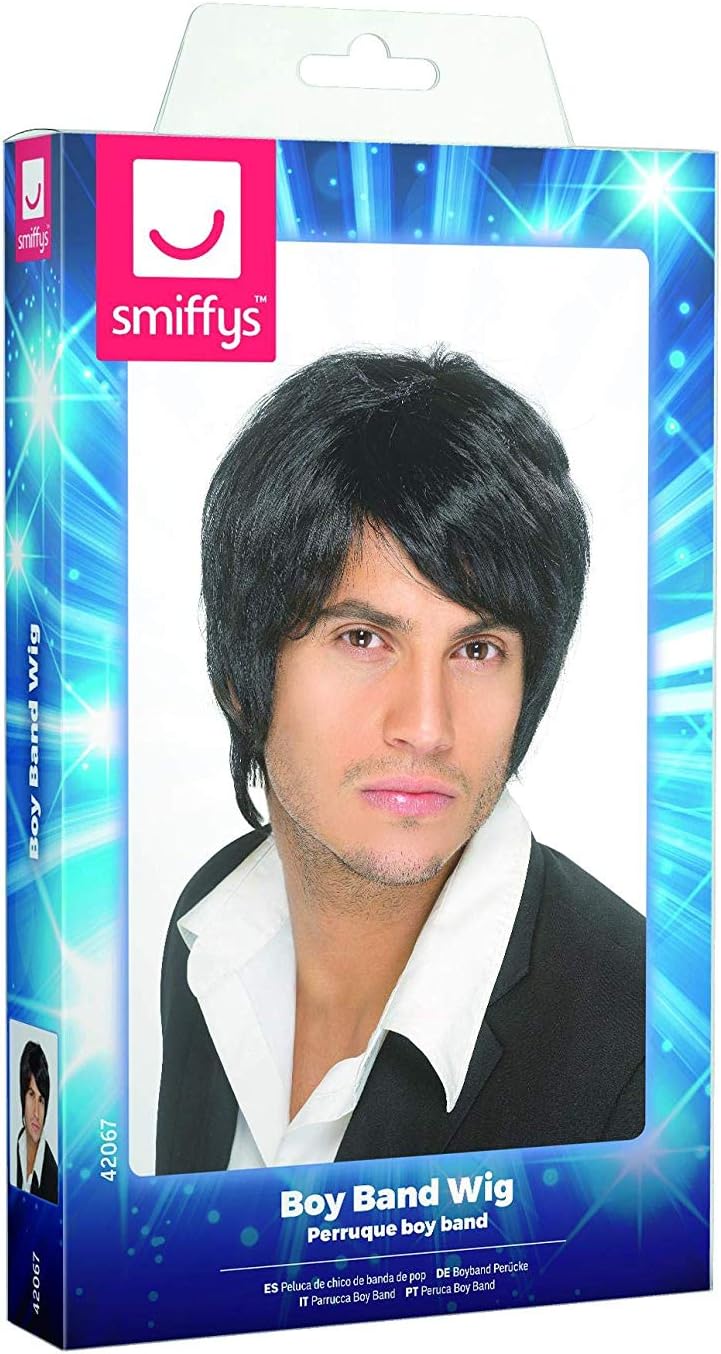 Smiffys Boy Band Wig, Black