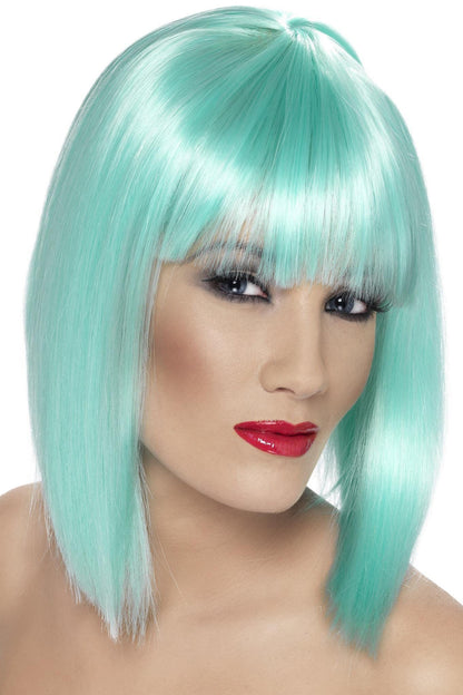 Smiffys Glam Wig, Neon Aqua