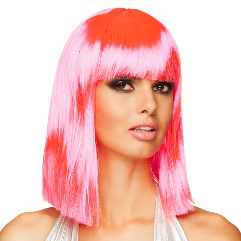 Smiffys Glam Wig, Neon Pink