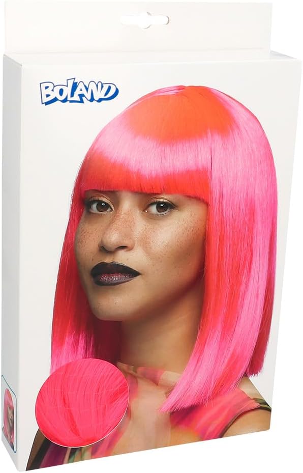 Smiffys Glam Wig, Neon Pink
