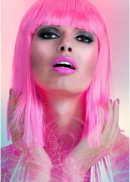 Smiffys Glam Wig, Neon Pink