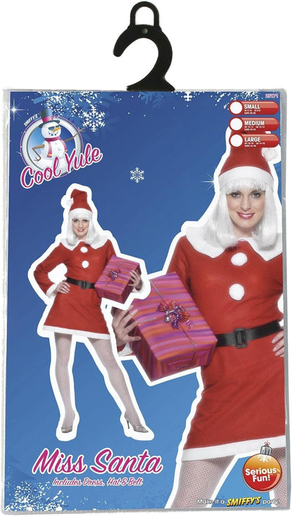 Smiffys Miss Santa Costume, Red (Size S)