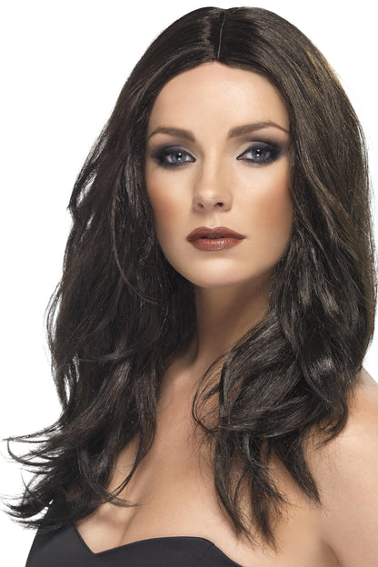 Smiffys Superstar Wig, Dark Brown