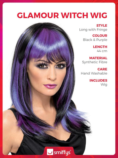 Smiffys Glamour Witch Wig, Black