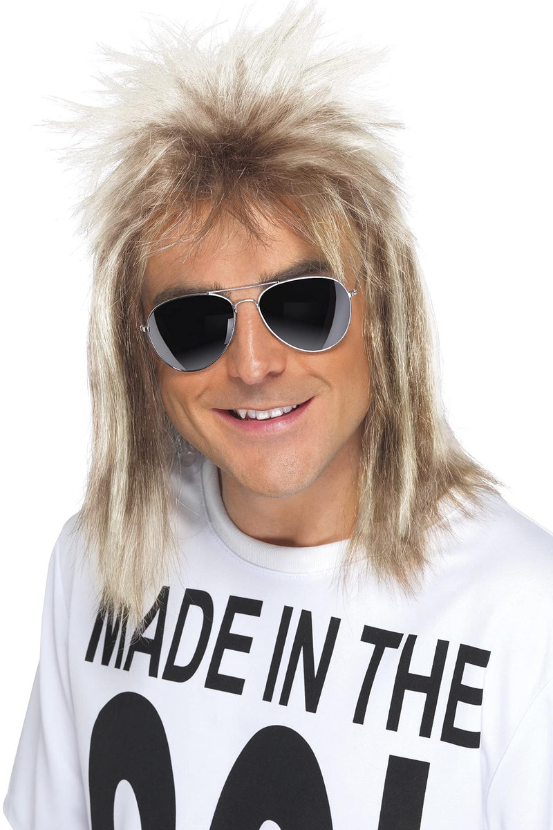 Smiffys 80s Mullet Wig, Blonde