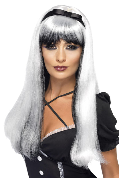 Smiffys Adult White and Black Bewitching Wig