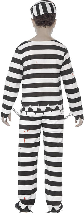 Smiffys Zombie Convict Costume, Black & White with Trousers, Top, Hat & Wrist Cuffs, Halloween Child Fancy Dress, Halloween Dress Up Costumes