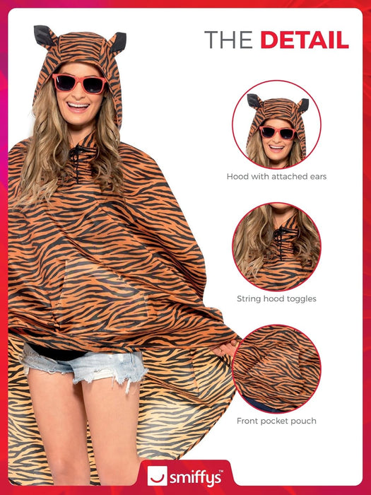 Smiffys Unisex Party Poncho with Drawstring Bag