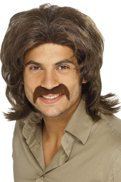 Smiffys 70s Retro Wig, Brown