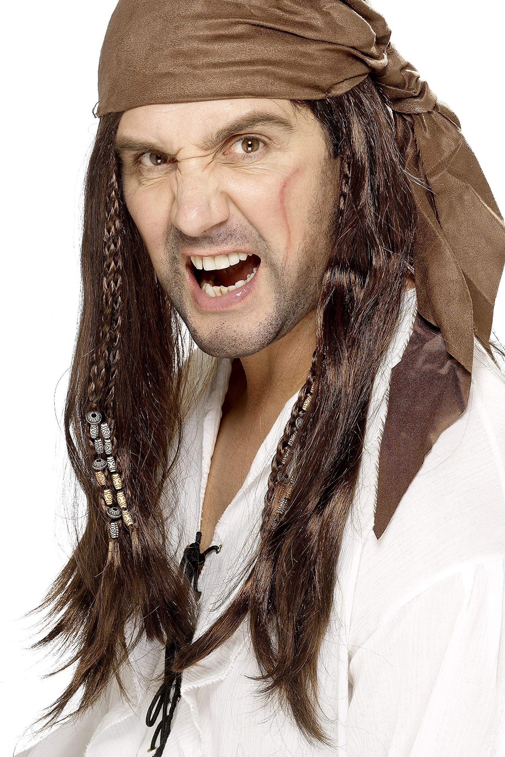 Smiffys Buccaneer Pirate Wig, Brown