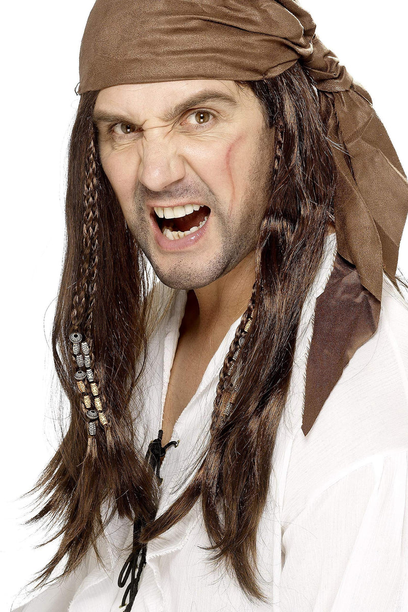 Smiffys Buccaneer Pirate Wig, Brown