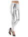 Smiffys 80s Metallic Disco Leggings, Silver , 1980's Fancy Dress, 1980s Dress Up Costumes