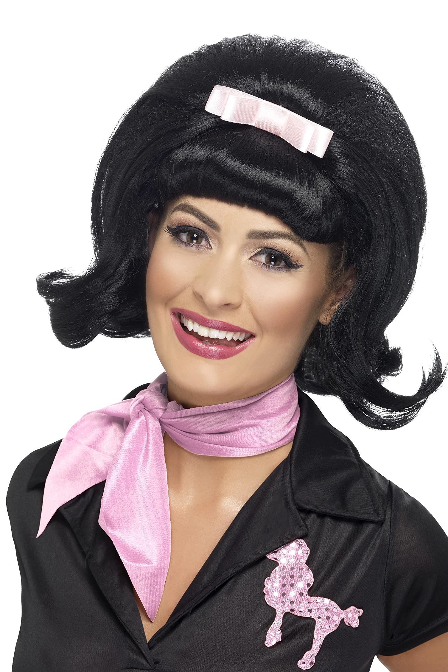Smiffys 50s Flicked Beehive Bob, Black
