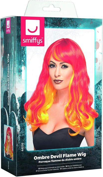 Smiffys Ombre Devil Flame Wig, Red & Orange