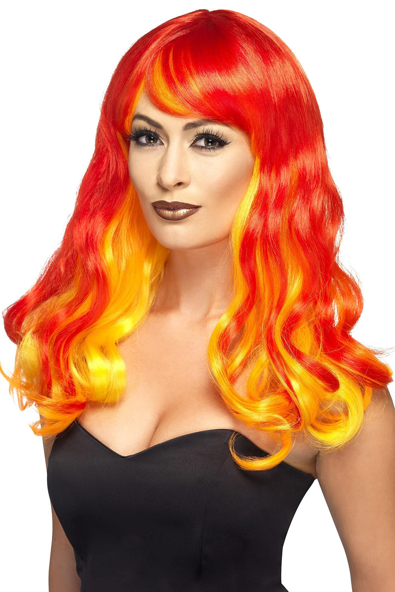 Smiffys Ombre Devil Flame Wig, Red & Orange