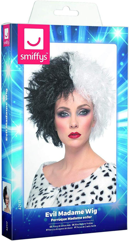Smiffys Evil Madame Wig, Black & White