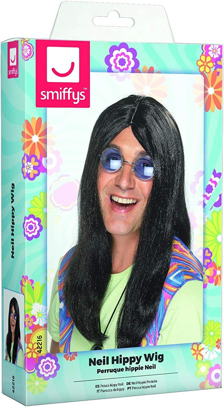 Smiffys Neil Hippy Wig, Black