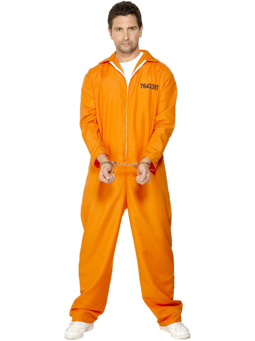 Smiffys Escaped Prisoner Costume, Orange, L - Size 42-44