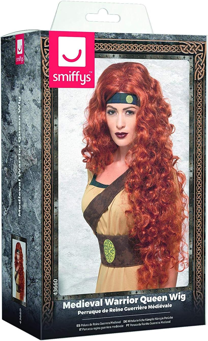 Smiffys Medieval Warrior Queen Wig, Auburn