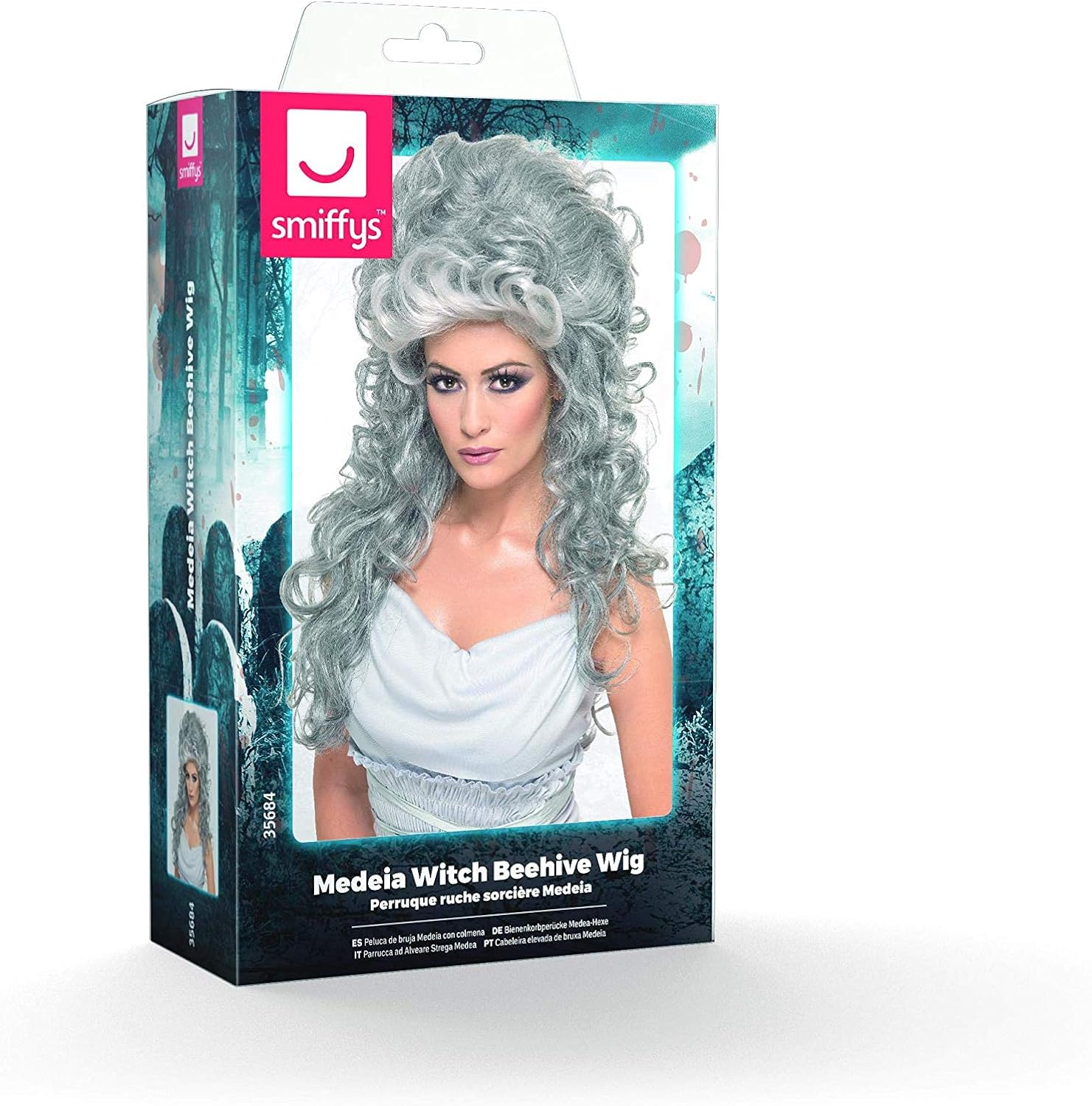 Smiffys Medeia Witch Beehive Wig, Grey