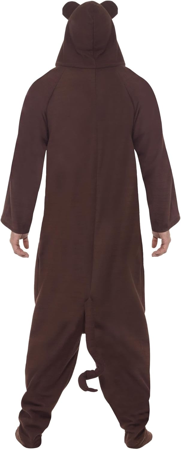 Smiffys Monkey Costume, Brown All In One with Hood, Party Animals Fancy Dress, Animal Dress Up Costumes