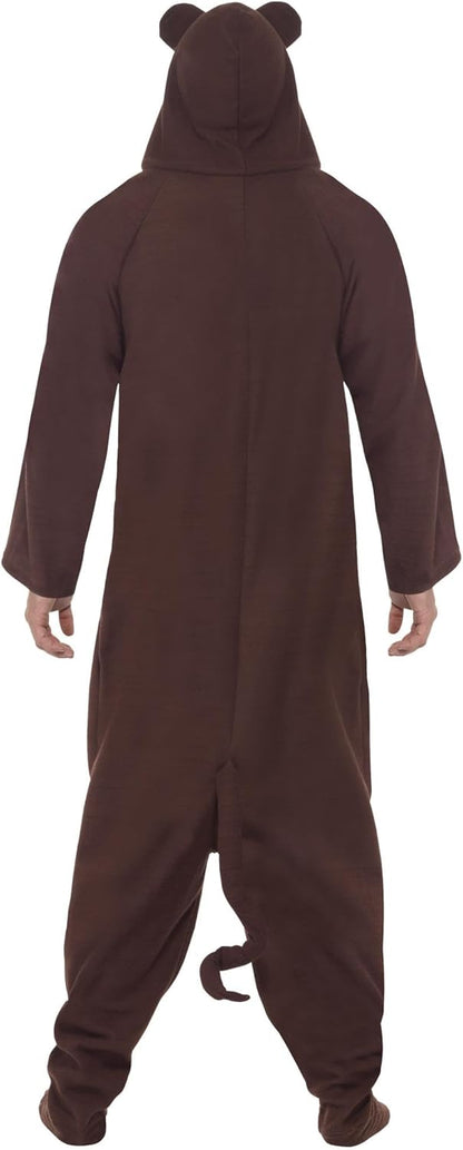 Smiffys Monkey Costume, Brown All In One with Hood, Party Animals Fancy Dress, Animal Dress Up Costumes