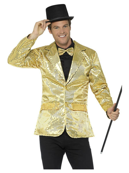 Smiffys Sequin Jacket, Mens, Gold , Party & Carnival Fancy Dress, Party Dress Up Costumes