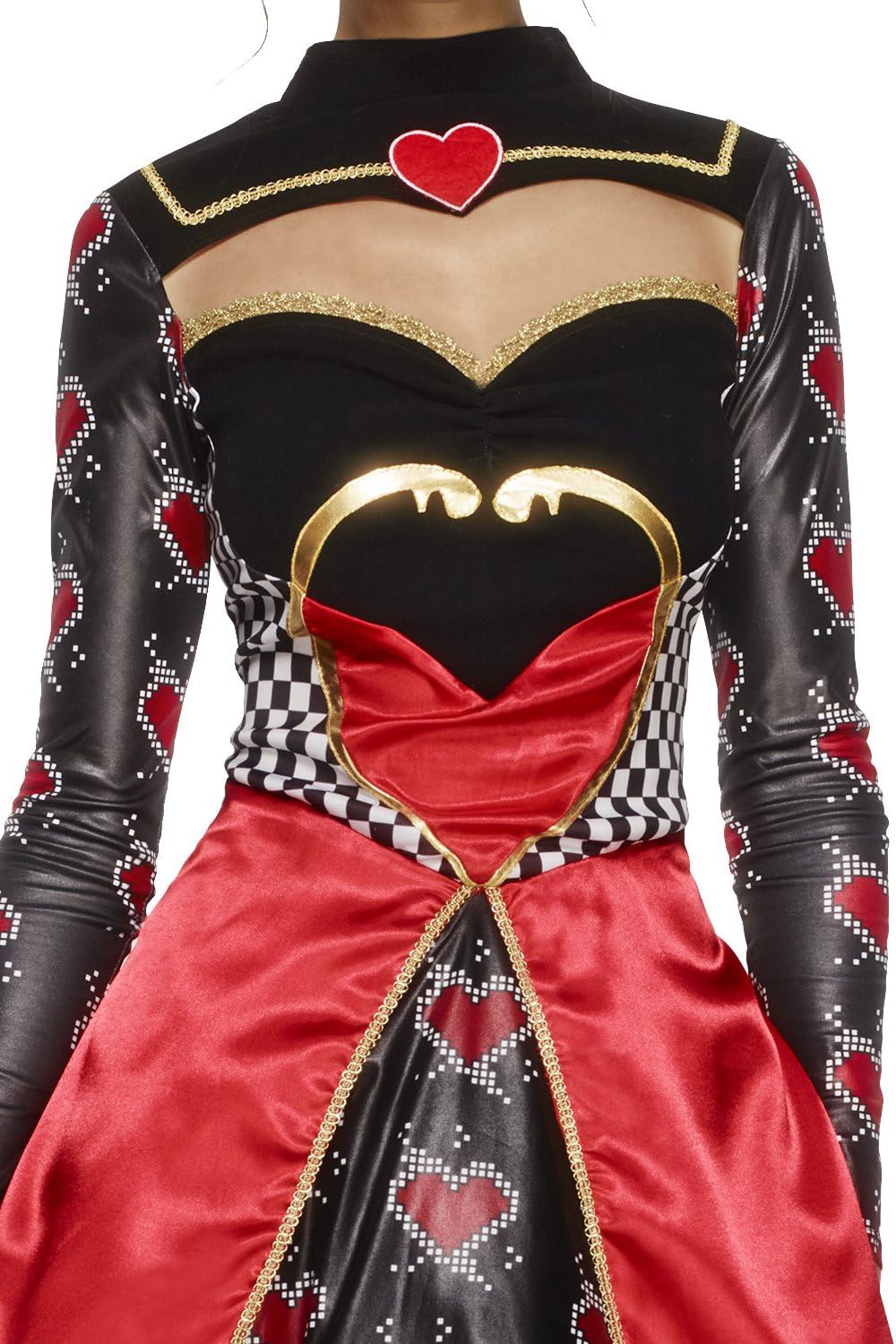 Smiffys Fever Queen Of Hearts Costume, Black Dress, Attached Underskirt & Mini Crown, Fever Fancy Dress, The Queen Dress Up Costumes