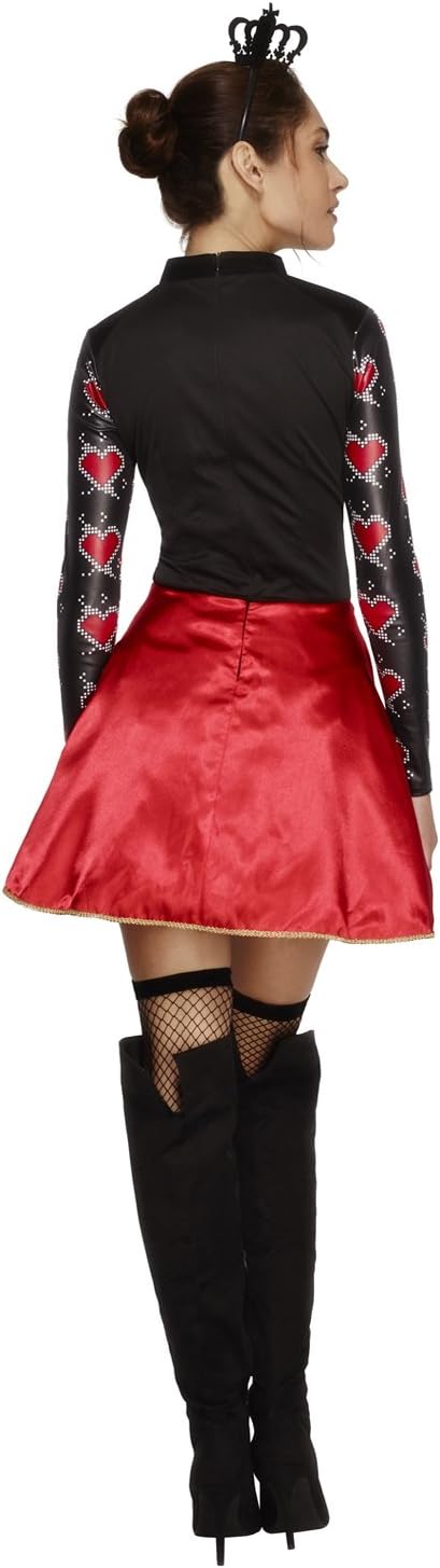 Smiffys Fever Queen Of Hearts Costume, Black Dress, Attached Underskirt & Mini Crown, Fever Fancy Dress, The Queen Dress Up Costumes