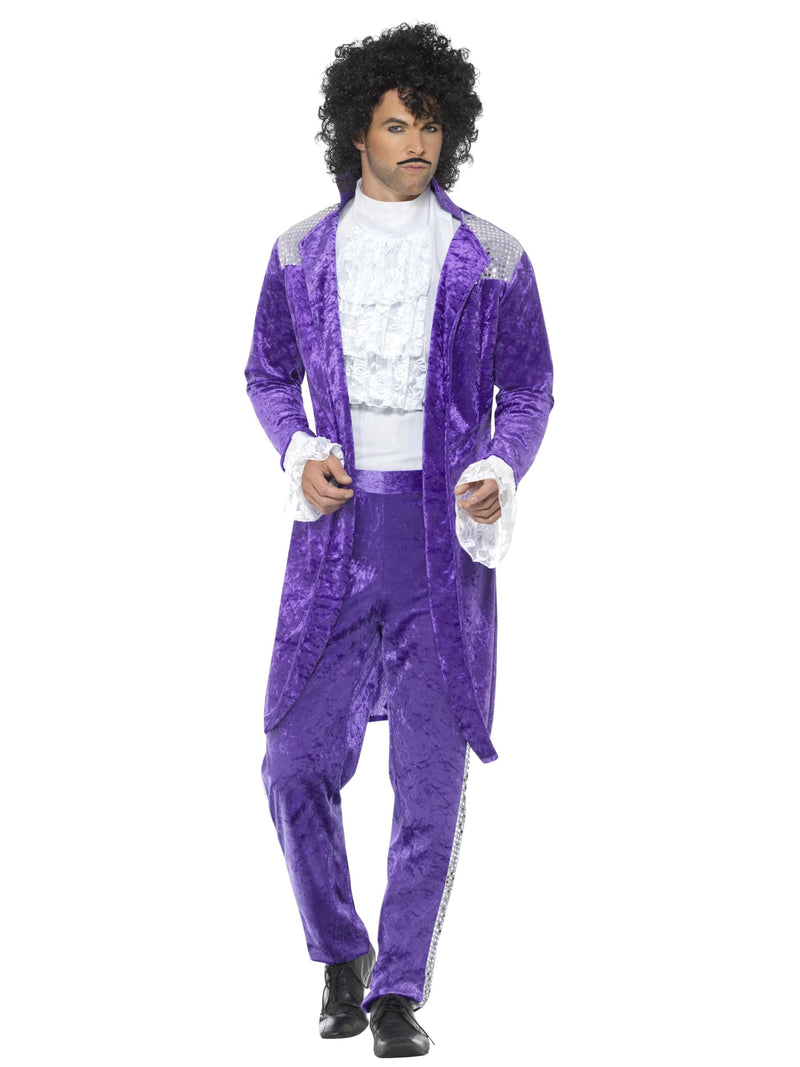 Smiffys 80s Purple Musician Costume, Purple with Jacket, Mock Shirt & Trousers, 1980's Fancy Dress, 1980s Dress Up Costumes