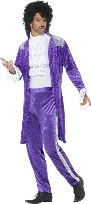 Smiffys 80s Purple Musician Costume, Purple with Jacket, Mock Shirt & Trousers, 1980's Fancy Dress, 1980s Dress Up Costumes