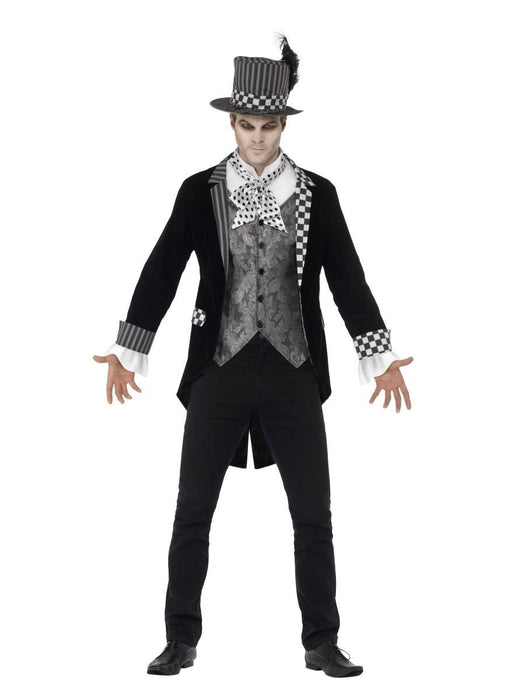 Smiffys Deluxe Dark Hatter Costume, Black with Jacket, Mock Shirt & Top Hat, Halloween Twisted Fairytale Fancy Dress, Adult Dress Up Costumes