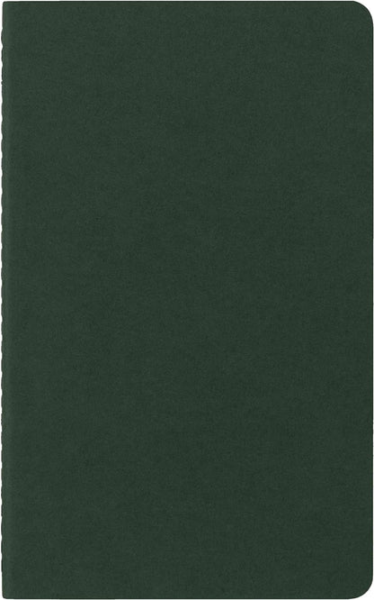 Moleskine Cahier Journal, Set 3 Notebooks with Plain Pages, Cardboard Cover with Visible Cotton Stiching, Colour Myrtle Green, Large 13 x 21 cm, 80 Pages