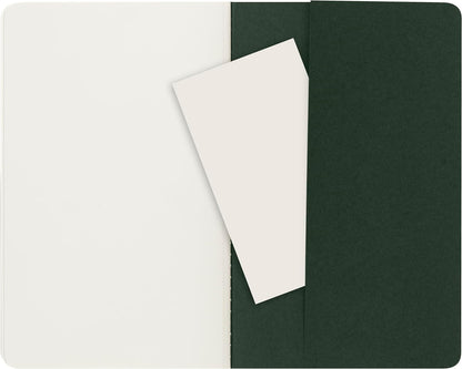 Moleskine Cahier Journal, Set 3 Notebooks with Plain Pages, Cardboard Cover with Visible Cotton Stiching, Colour Myrtle Green, Large 13 x 21 cm, 80 Pages