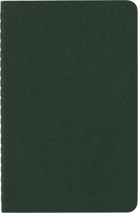 Moleskine Cahier Journal, Set 3 Notebooks with Ruled Pages, Cardboard Cover with Visible Cotton Stiching, Colour Myrtle Green, Pocket 9 x 14 cm, 64 Pages