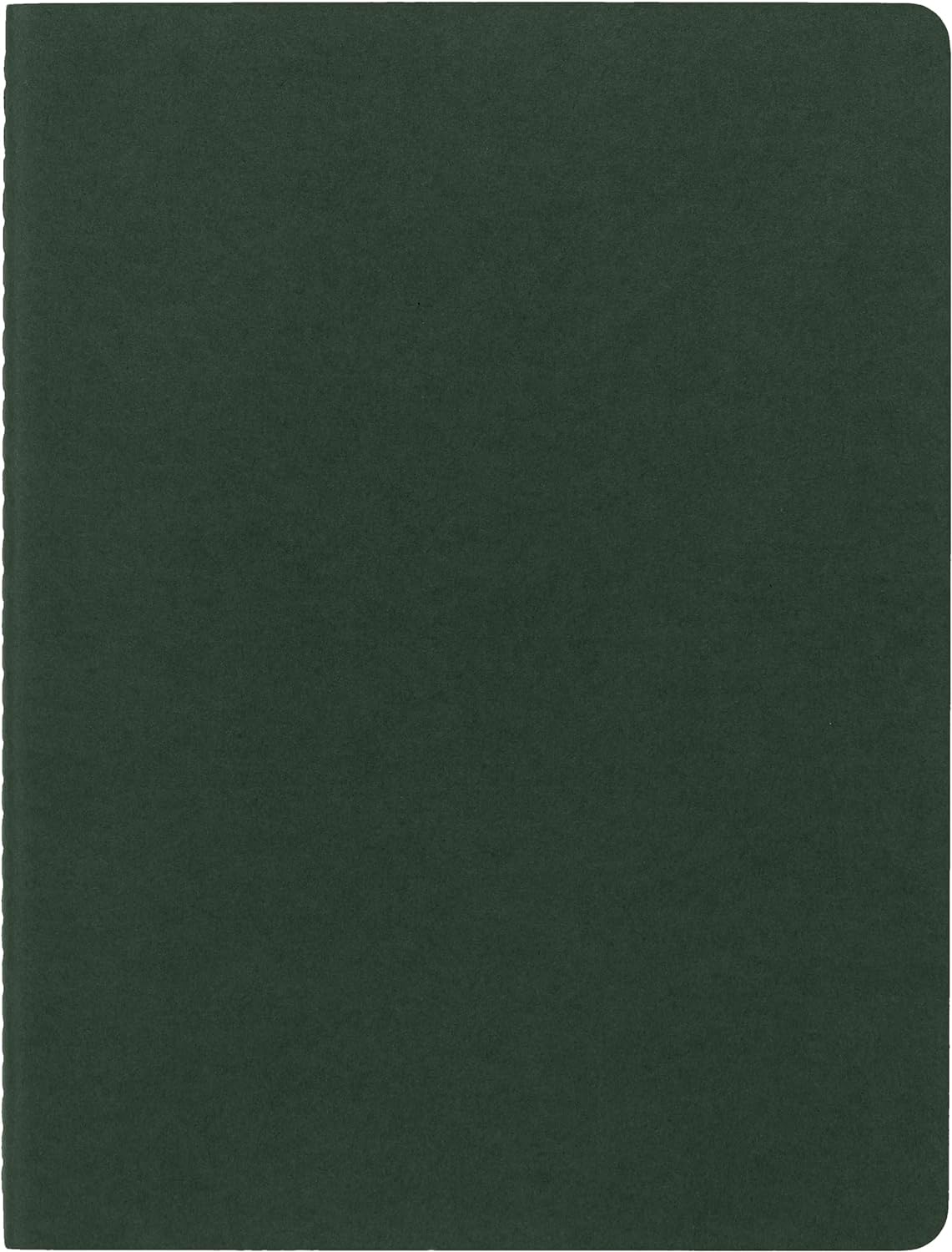 Moleskine Cahier Journal, Set 3 Notebooks with Plain Pages, Cardboard Cover with Visible Cotton Stiching, Colour Myrtle Green, Extra Large 19 x 25 cm, 120 Pages