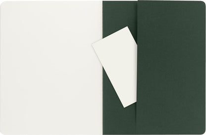Moleskine Cahier Journal, Set 3 Notebooks with Plain Pages, Cardboard Cover with Visible Cotton Stiching, Colour Myrtle Green, Extra Large 19 x 25 cm, 120 Pages