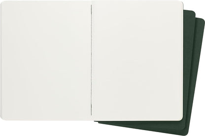 Moleskine Cahier Journal, Set 3 Notebooks with Plain Pages, Cardboard Cover with Visible Cotton Stiching, Colour Myrtle Green, Extra Large 19 x 25 cm, 120 Pages