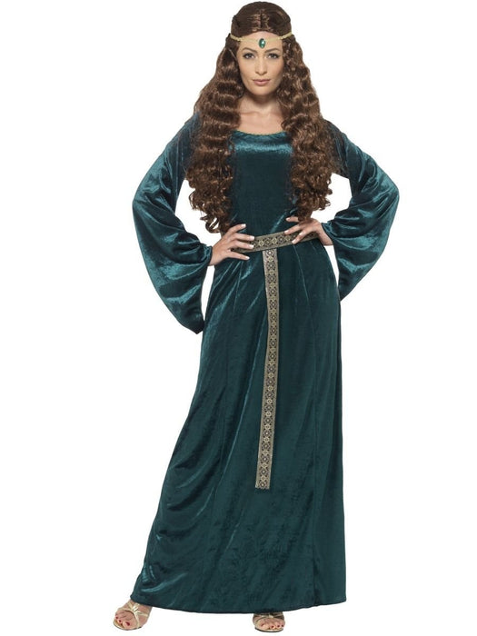 Smiffys Medieval Maid Costume, Green with Dress & Headband, Historical Fancy Dress, Medieval Dress Up Costumes