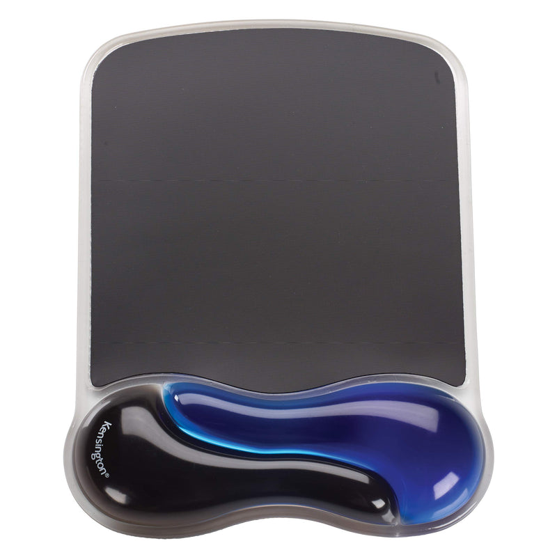 Kensington Mouse Mat with Wrist Rest – Ergonomic duo gel wrist support for computer / laptop use with laser and optical mice. Anti-slip comfortable mouse mat with cool gel - Blue (62401