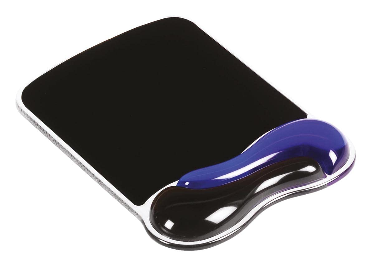 Kensington Mouse Mat with Wrist Rest – Ergonomic duo gel wrist support for computer / laptop use with laser and optical mice. Anti-slip comfortable mouse mat with cool gel - Blue (62401