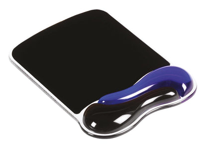 Kensington Mouse Mat with Wrist Rest – Ergonomic duo gel wrist support for computer / laptop use with laser and optical mice. Anti-slip comfortable mouse mat with cool gel - Blue (62401