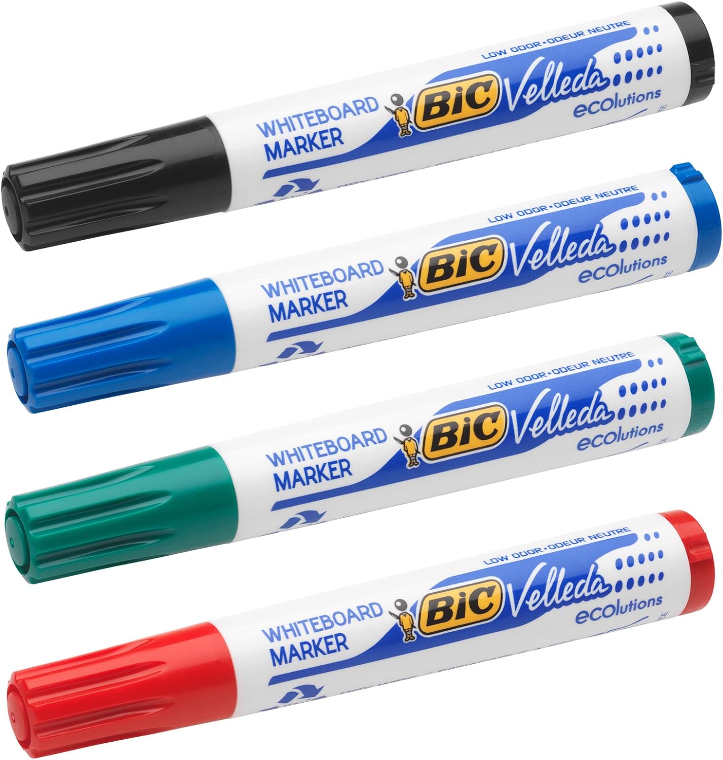 BIC Velleda 1751 ECOlutions rotuladores de Pizarra punta biselada Media – colores Surtidos, Blíster de 4 unidades