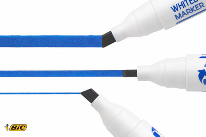 BIC Velleda 1751 ECOlutions rotuladores de Pizarra punta biselada Media – colores Surtidos, Blíster de 4 unidades